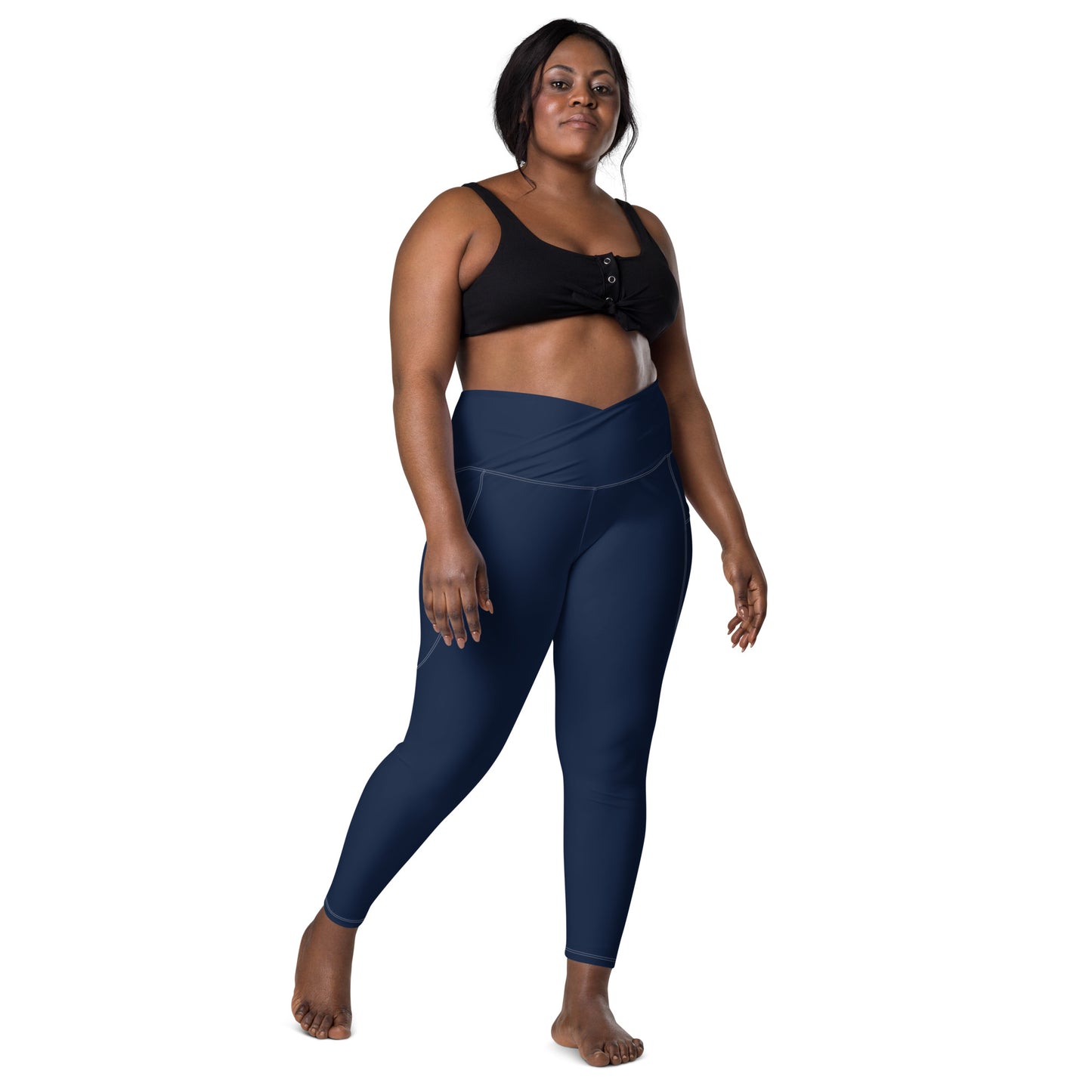 Crossover Leggings with Pockets - Navy