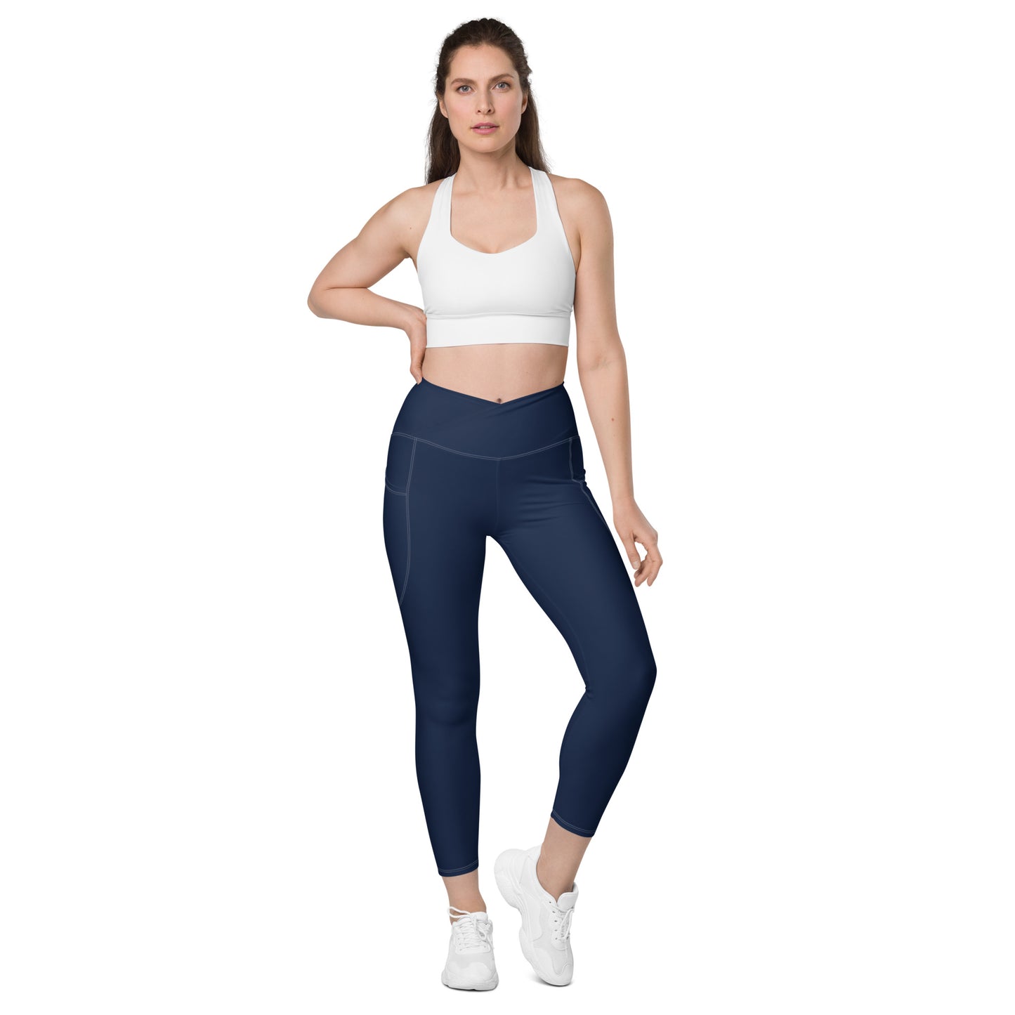 Crossover Leggings with Pockets - Navy