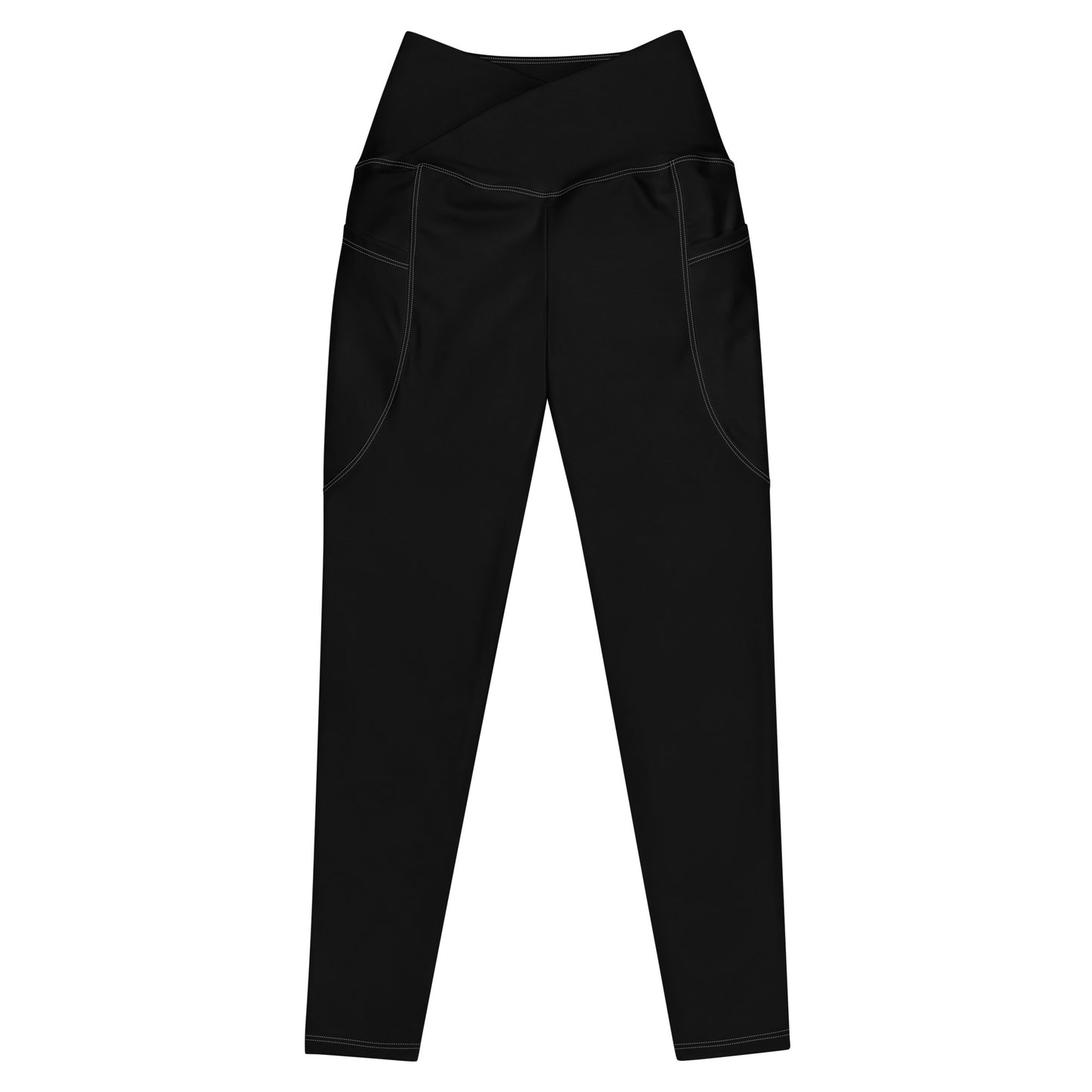 Crossover Leggings with Pockets - Black