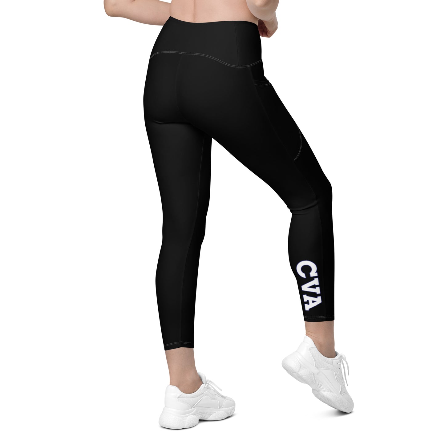 Crossover Leggings with Pockets - Black